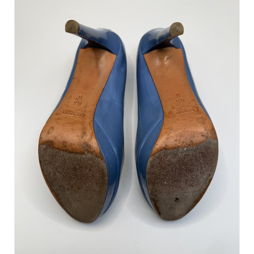 Coach Selma patent leather peep toe pumps in a blue color Sz 6.5 - Picture 10 of 10